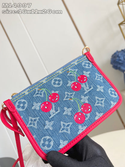 【ルイヴィトン】彩りチェリー刺繍☆ネヴァーフルBB リバーシブル