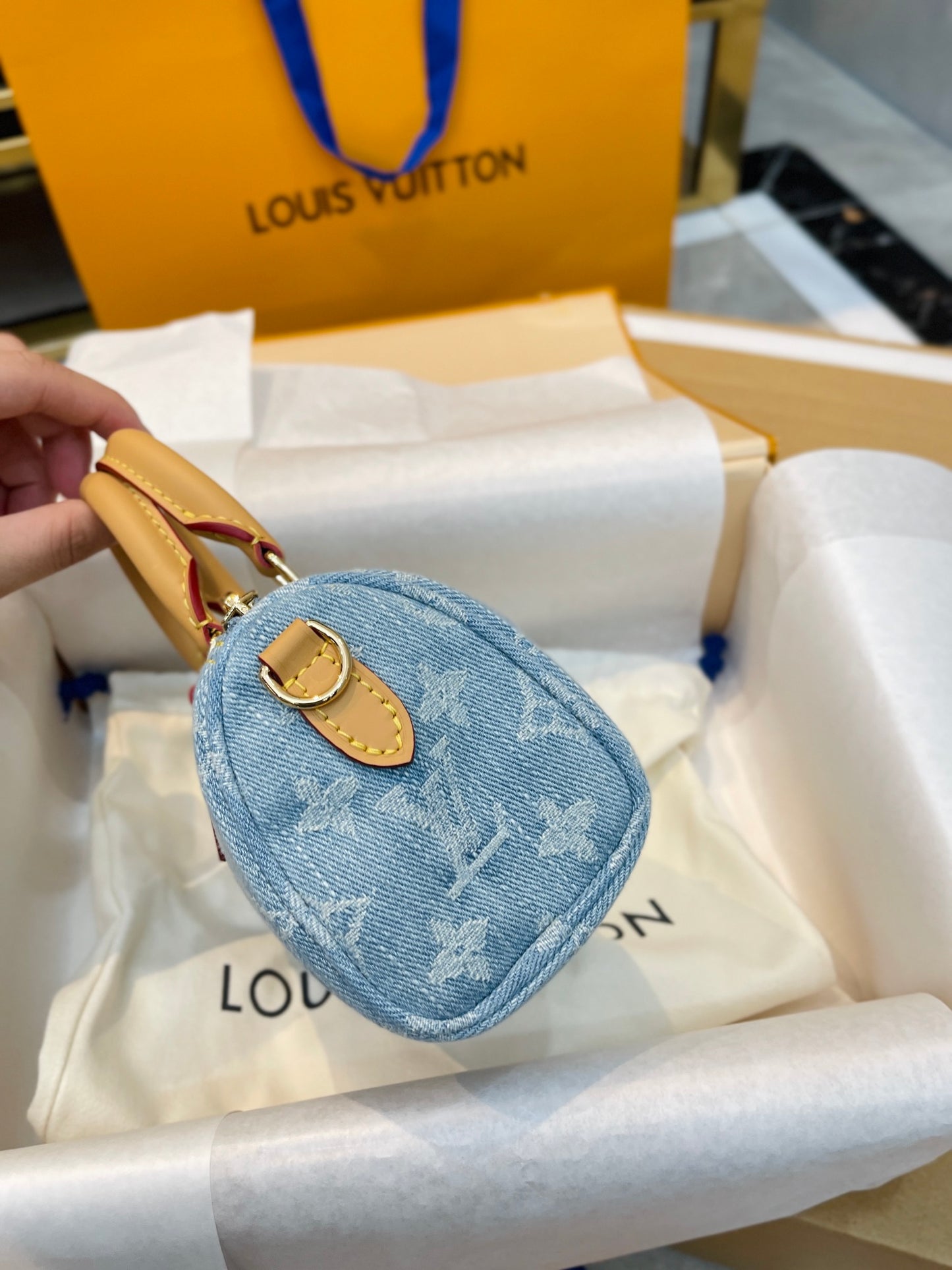 【ルイヴィトン】爽やかなデニム♪ ナノスピーディー♪ ショルダーバッグ 16